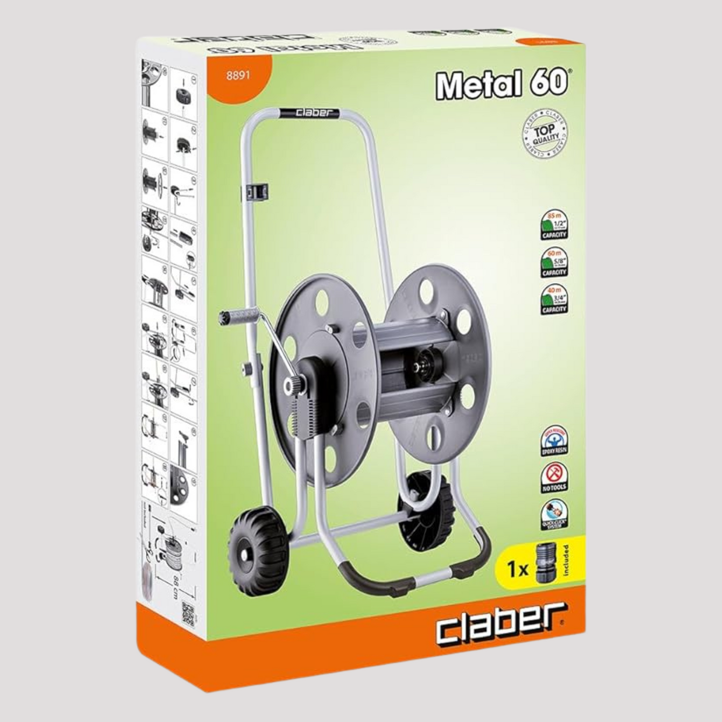 Carrello avvolgitubo metal claber 85 mt