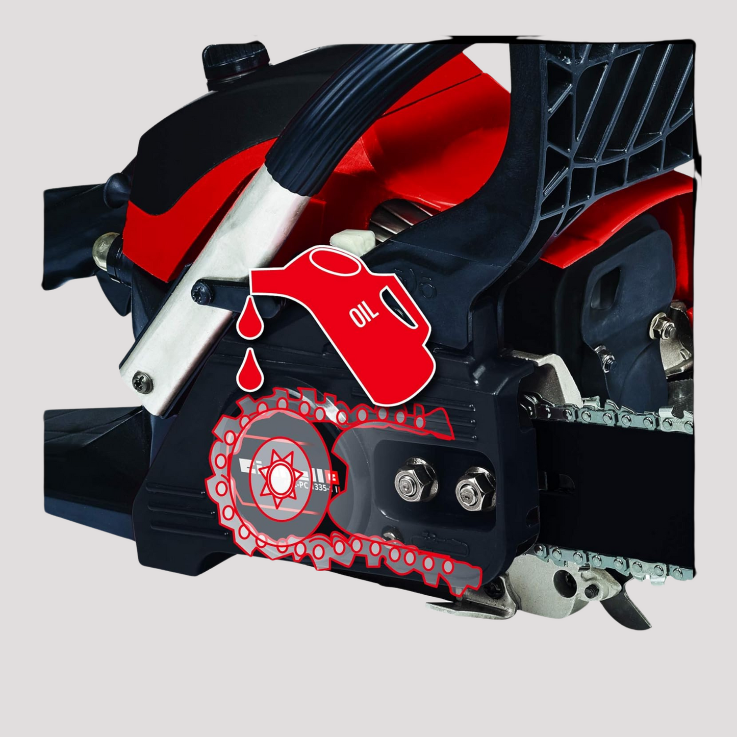 Einhell GC-PC 1335/1 I Motosega (benzina, motore 2 tempi, cilindrata 37,2 cc, potenza 1.3 kW, barra 35 cm, taglio 34,5 cm, vel, catena 21,9 m/s, serbatoio olio 170 mL, barra e catena OREGON)