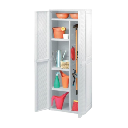 MOBILE BOX PORTASCOPE RATTAN BIANCO 65X45X180 DA ESTERNO LINE ELEGANCE