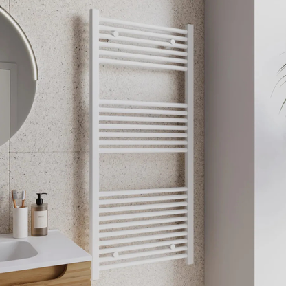 Scaldasalviette termoarredo, 120 x 50 cm interasse 45, bianco colore, radiatore scaldasalviette ad acqua calda, termoarredo da bagno con collegamento centrale