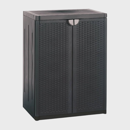 Armadio da Giardino Mobiletto da Esterno Armadio da Giardino Armadio da Giardino Nero 65x45x88 cm in Rattan